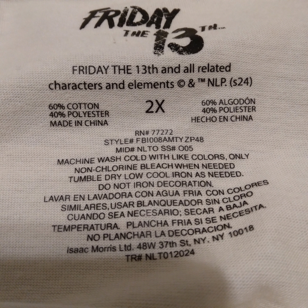 NWT Friday the 13th Jason Voorhees 2XL tshirt - Picture 4 of 4
